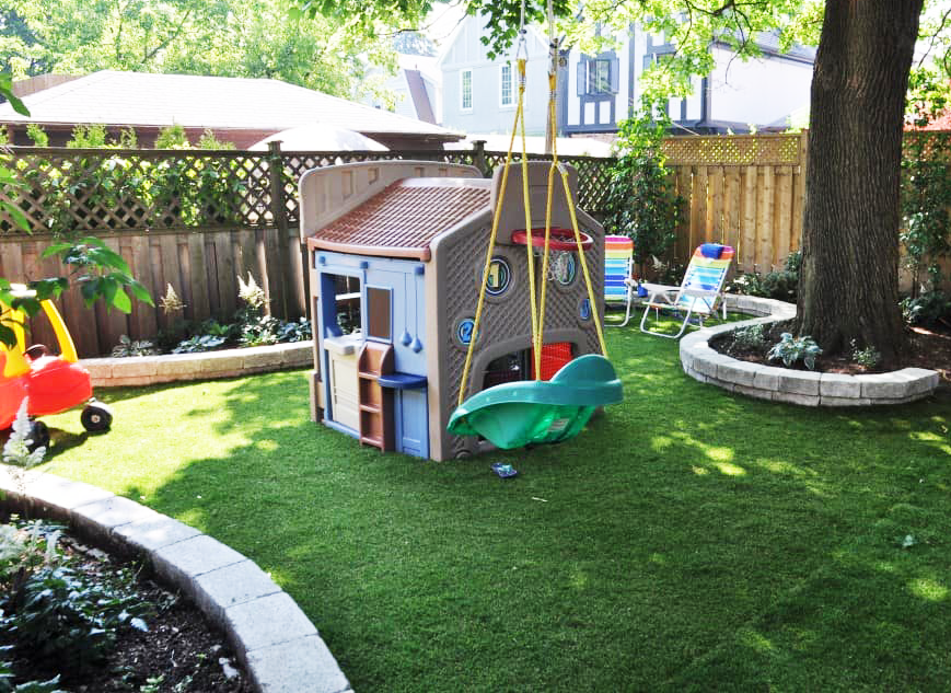 Home daycare in Toronto with Fieldmasters Playground Turf Installed